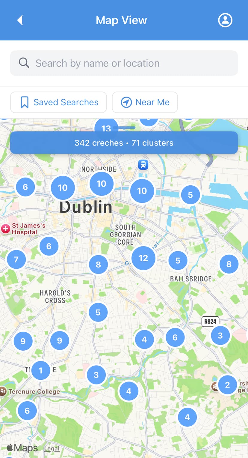 342 Dublin creches organized into 71 clusters